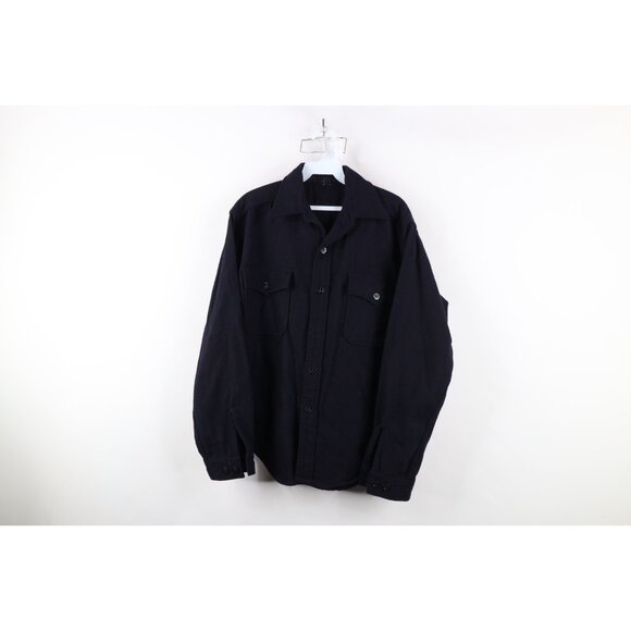 Vintage 70s Vietnam War Mens 15.5 35 Wool Flannel CPO Shirt Jacket Jac Shirt USA - Picture 1 of 13